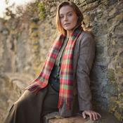 Irish Wool Scarf Short Red Green Yellow Check image
