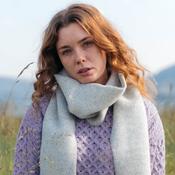 Irish Cashmere Merino Scarf Silver Grey HerringBone image