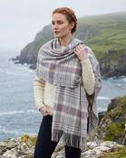Oversized Merino Scarf Grey Pink Check image