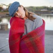Mohair Throw Bright Red &amp;amp; Pink Check image