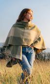Lambswool Cape Green and Cream Check