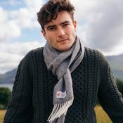 Irish Cashmere Merino Scarf Grey Herringbone image