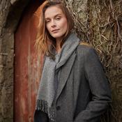 Irish Wool Scarf Short Black and White Glencheck image