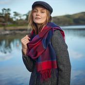 Oversized Merino Scarf Navy Red Purple Block image