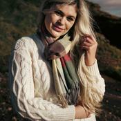 Merino Luxury Wool Scarf Yellow Green Brown Block Check image
