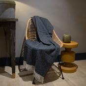 Lambswool Throw Black White Herringbone