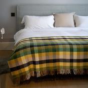 Merino Wool Cashmere Throw Green Yellow Charcoal Diamond Weave image