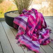 Merino Wool Cashmere Throw Pink Mauve Purple Diamond Weave image