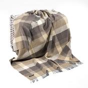 Merino Wool Cashmere Throw Beige Cream Pleat Check image