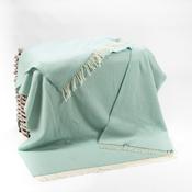 Merino Wool Cashmere Throw White Mint Herringbone image