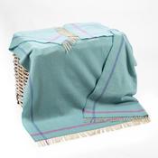 Merino Wool Cashmere Throw Aqua Cream Purple Herringbone image