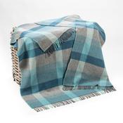 Merino Wool Cashmere Throw Green Duck Egg Aqua Teal Check image