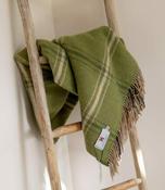 Merino Wool Cashmere Throw Green Beige Cream Overcheck image