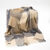 Merino Wool Cashmere Throw Cream Charcoal Large Block image