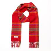 Irish Wool Scarf Long Red Orange Plaid image