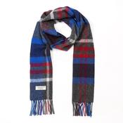 Irish Wool Scarf Long Charcoal Blue Red Check image
