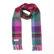 Irish Wool Scarf Long Bright Pink and Purple Check image