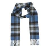 Irish Wool Scarf Short Royal Blue Sage Plaid image