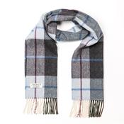 Irish Wool Scarf Short Light Blue Charcoal Check image