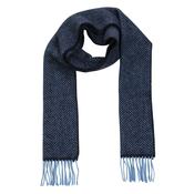 Irish Cashmere Merino Scarf Blue Navy Herringbone image