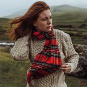 Irish Wool Scarf Short Red Royal Stewart Tartan image
