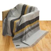 Merino Lambswool Blanket Grey Mix &amp;amp; Mustard Stripe image