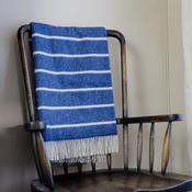 Merino Lambswool Blanket Denim White Horizontal Stripe image