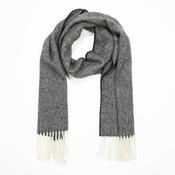 Irish Wool Scarf Short Grey Black Herringbone image