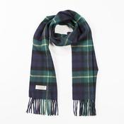 Irish Wool Scarf Medium Navy Green and Yellow Tartan image