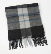 Irish Wool Scarf Medium Charcoal Grey Blue Check image