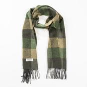 Irish Wool Scarf Medium Green Mix Block Check image