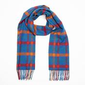 Irish Wool Scarf Medium Blue Orange Red Check image