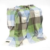 Lambswool Throw Cream Baby Blue and Green Block Check image
