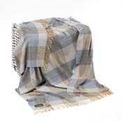 Lambswool Throw Cream Taupe and Denim Check image