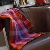 Lambswool Throw Pink Peony Viola Orange Multi Check image