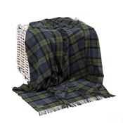Lambswool Throw Denim Green Plaid image