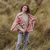 Lambswool Cape Pink Beige Loden Guard Check