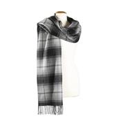 Oversized Merino Scarf Silver Black Charcoal Plaid image