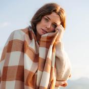 Oversized Merino Scarf Orange Check image