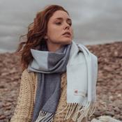 Oversized Merino Scarf White Denim Navy Stripe image
