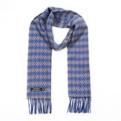 Irish Cashmere Wool Scarf Blue Beige Check image