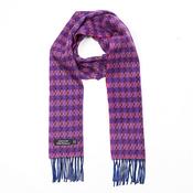 Irish Cashmere Wool Scarf Blue Salmon Purple Check image