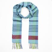 Irish Cashmere Wool Scarf Grey Blue Burgundy Check image