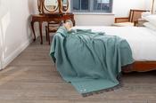 Oversize Merino Wool Cashmere Throw Duck Egg Herringbone image