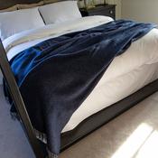 Oversized Merino Wool Cashmere Throw Dark Navy Herringbone image