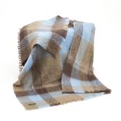 Mohair Throw  Taupe Sky Blue and Brown Check image