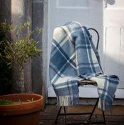 Large Irish Picnic Blanket Natural Denim Blue Mix Plaid image