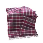 Large Irish Picnic Blanket Berry Red Grey Windowpane image