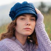 Irish Ladies Tweed Hat Royal Blue Navy Herringbone Donegal (with rosette) image