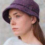 Irish Ladies Tweed Hat Pink Deep Purple Herringbone Donegal image